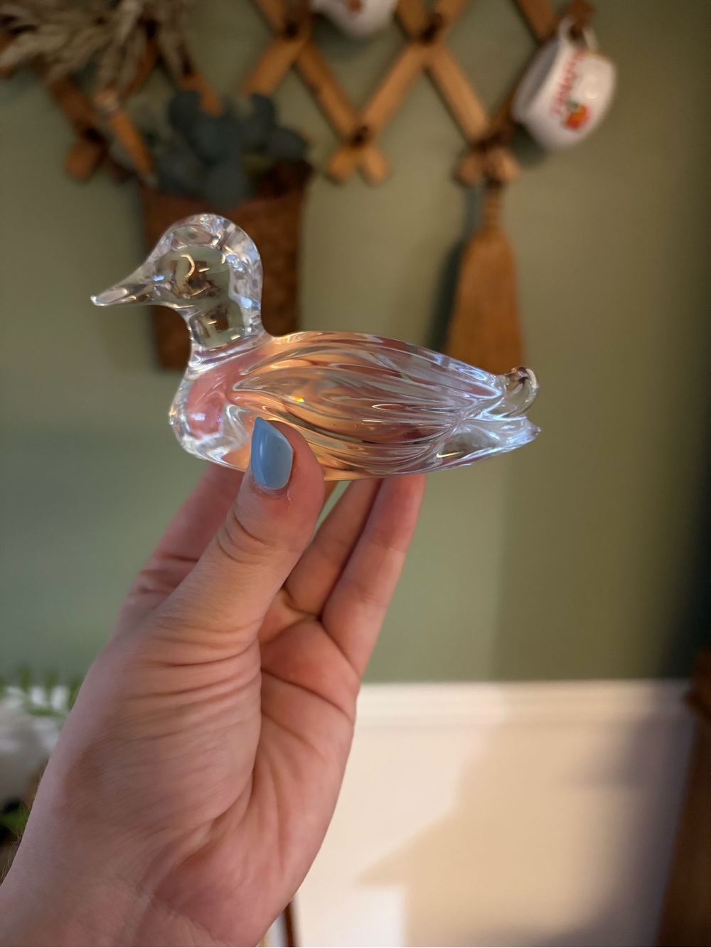 Clear Glass Duck Figurine - Home Art Decor